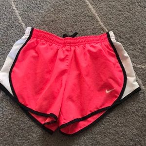 Nike dri-fit girls shorts, size small, hot pink black and white